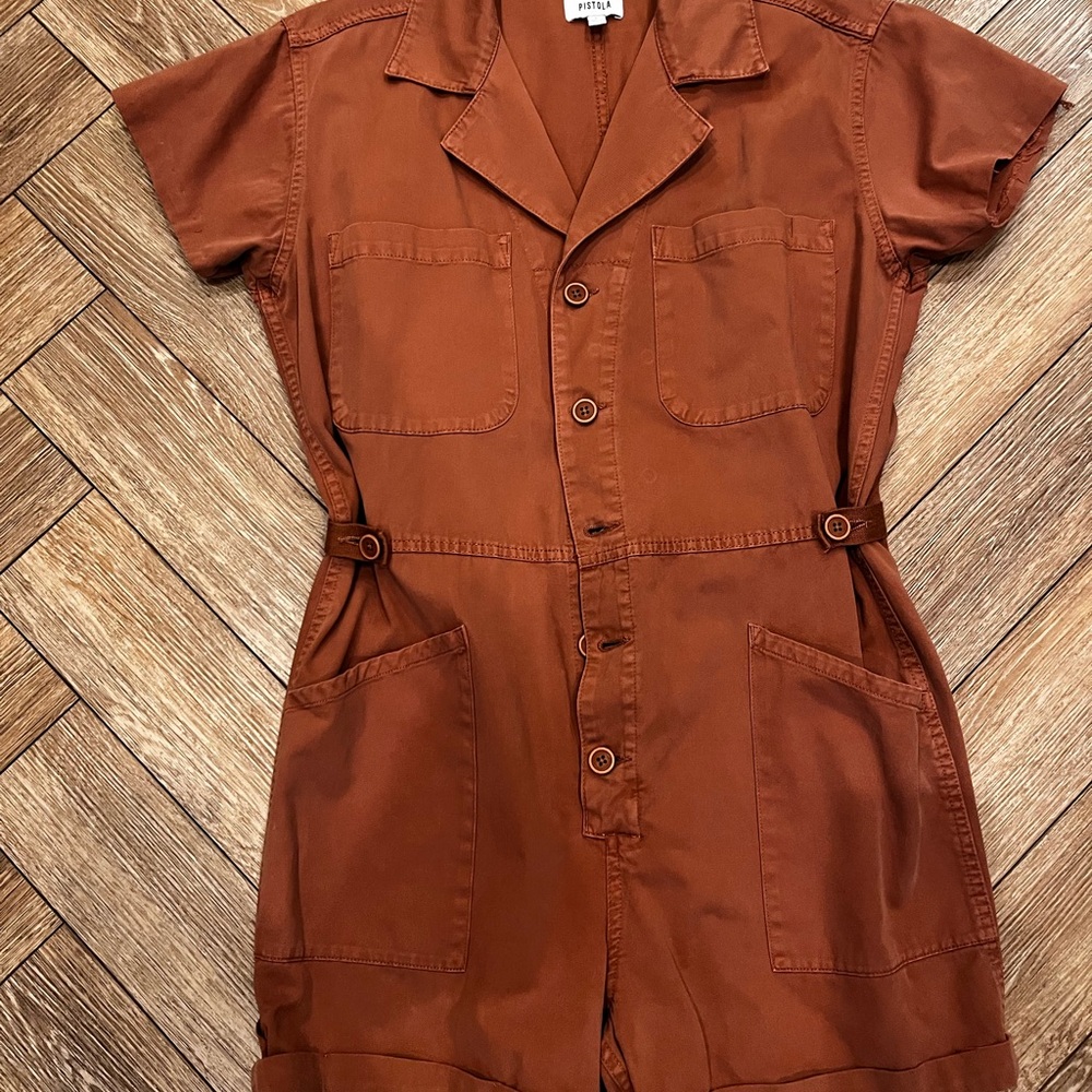 Pistola Terracotta Button-Up Jumpsuit